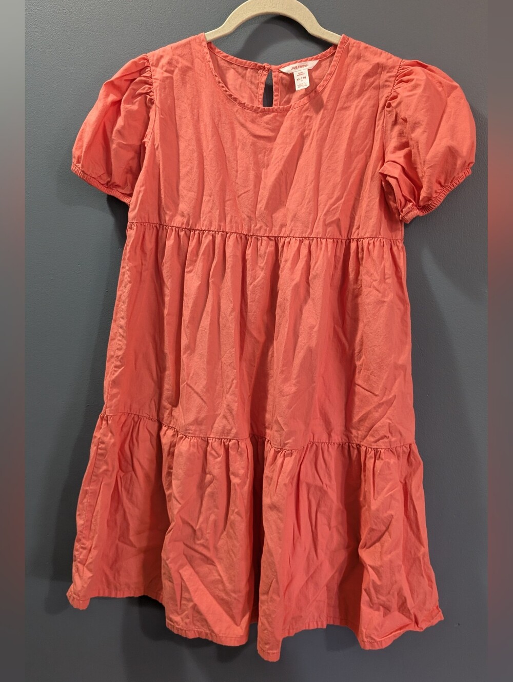 Coral Puff-Sleeve Tiered Dress for Girls Joe Fresh Size XL 14 *